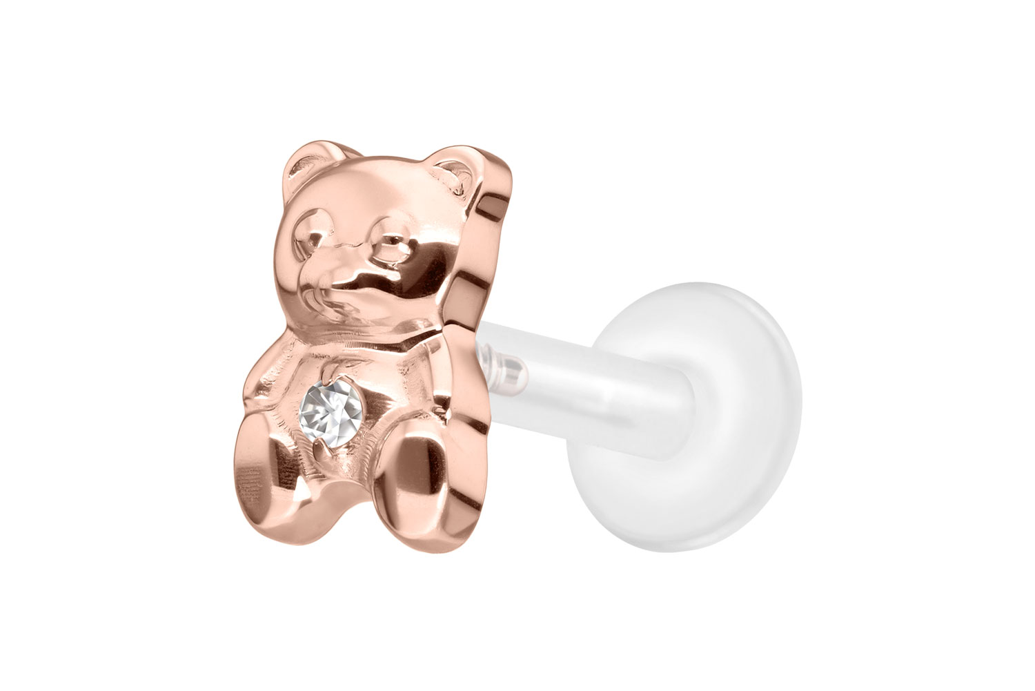 PTFE Labret Piercing mit Innengewinde + Titan-Aufsatz TEDDYBÄR
